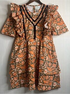 NWT Sohana Women’s Short Sleeve Floral Ruffle Tiered Mini Kelli Dress Pockets XL